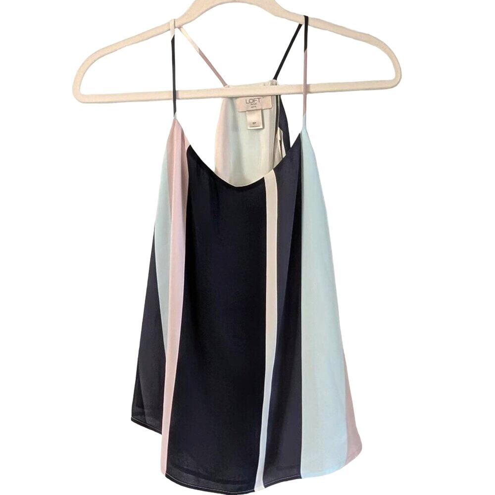 LOFT Petite Colorblock Cami SP Striped Sleeveless Blouse Adjustable Strap